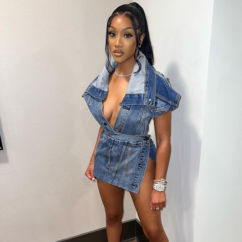 Fashion Women's New Casual Street Denim Skirt Suit Women - ROUTINE FASHION